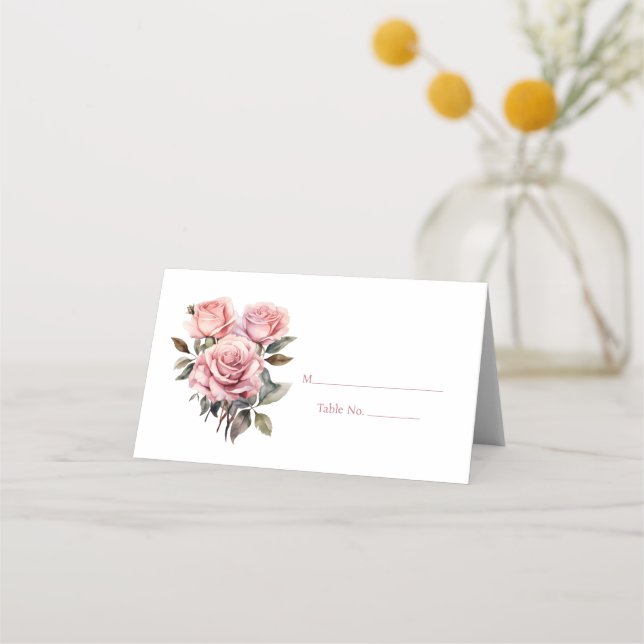 Asiento Tarjeta de lugar de tabla de invitado de rosas ros (Anverso)