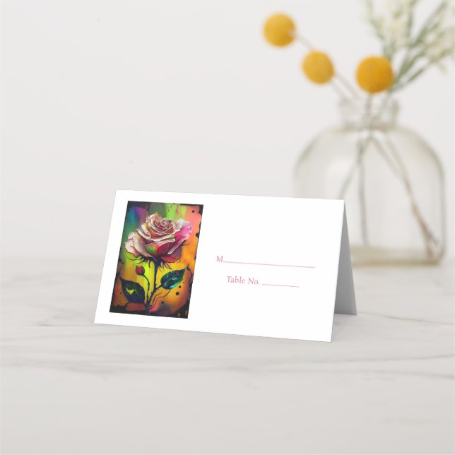 Asiento Tarjeta de lugar de tabla de invitados de Roses Ro (Anverso)