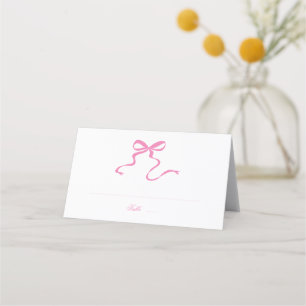 Asiento Tarjeta de Lugar Doblada con Lazo Rosa Caprichoso