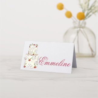 Asiento Tarjeta de lugar doblada de pastel floral minimali