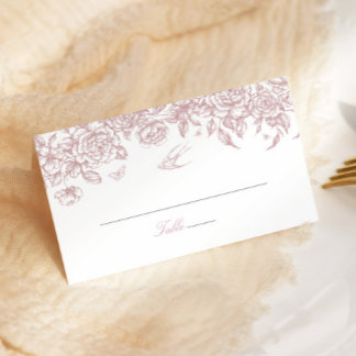 Asiento Tarjeta de lugar doblada de toile rosa para boda c