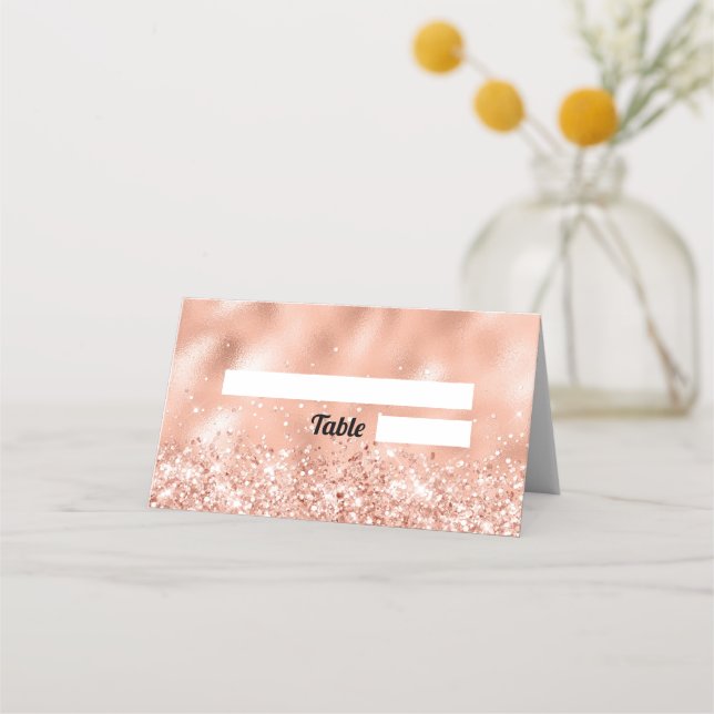 Asiento Tarjeta de lugar dulce 16 con brillo de oro rosa (Anverso)