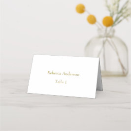 Asiento Tarjeta de lugar elegante blanca y dorada