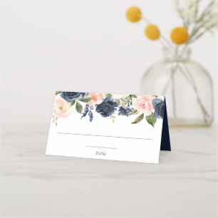 Asiento Tarjeta de lugar elegante floral azul marino rosa