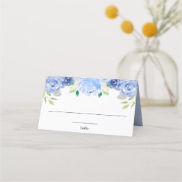 Asiento Tarjeta de lugar elegante floral verde azul blanco