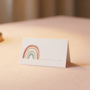 Asiento Tarjeta de lugar en blanco con arcoíris y línea pa