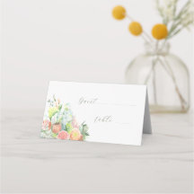 Tarjeta de lugar floral acuarela pastel