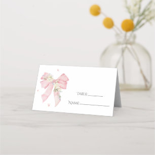Asiento Tarjeta de lugar floral con lazo rosa Elegante
