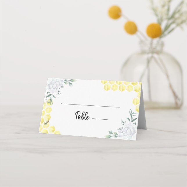 Asiento Tarjeta de lugar floral de abeja (Anverso)