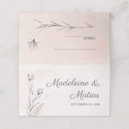 Asiento Tarjeta de lugar floral de color rosa y boda román