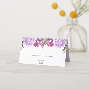 Asiento Tarjeta de lugar floral de lavanda púrpura elegant