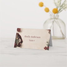 Tarjeta de lugar floral de terciopelo Navidad Borg