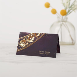 Asiento Tarjeta de lugar floral dorada ornamentada