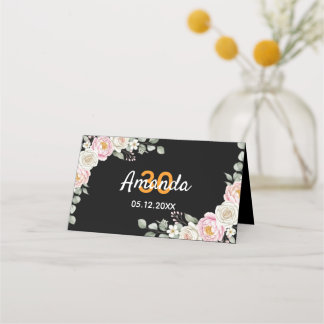 Asiento Tarjeta de lugar floral elegante y cartel de númer