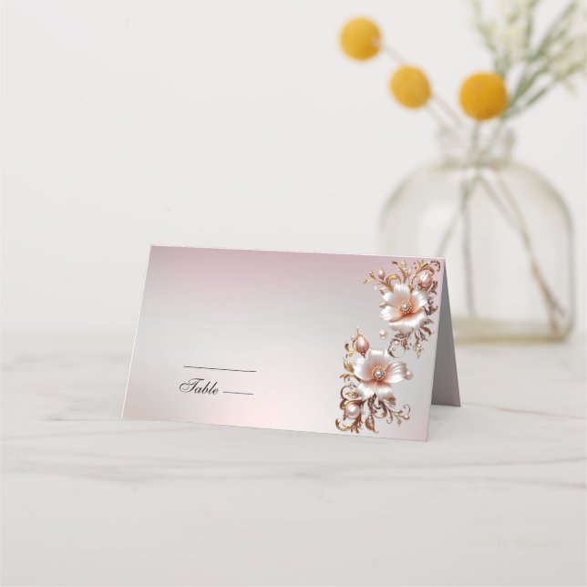 Asiento Tarjeta de lugar floral rosa decorativa (Anverso)