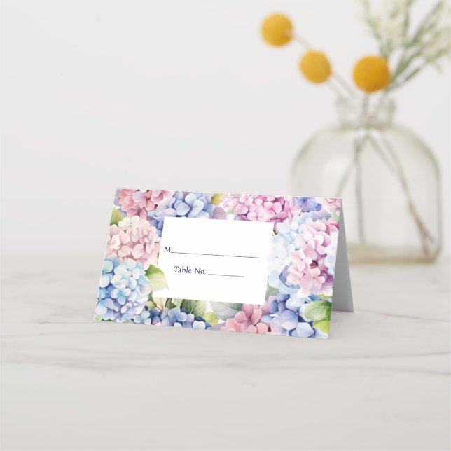 Asiento Tarjeta de lugar Hydrangea Mesa de invitados Tarje (Anverso)