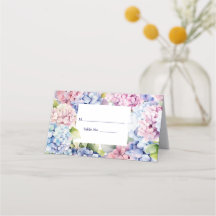 Tarjeta de lugar Hydrangea Mesa de invitados Tarje