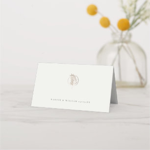 Asiento tarjeta de lugar minimalista de boda de marfil
