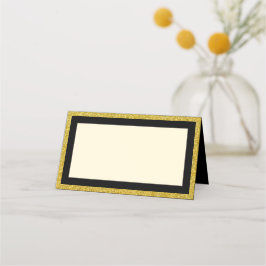 Asiento Tarjeta de lugar negra y dorada | En blanco para n