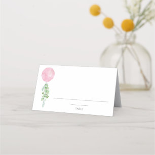 Asiento Tarjeta de lugar para baby shower de globo rosa