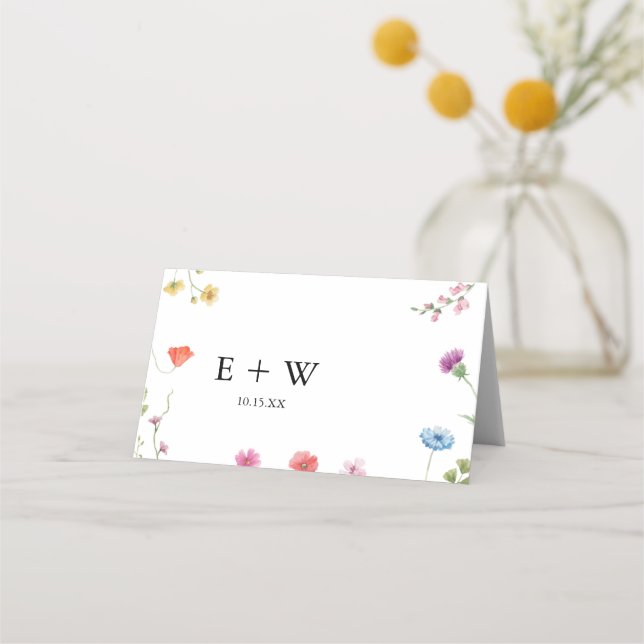 Asiento Tarjeta de lugar para Boda de flores silvestres bo (Reverso)