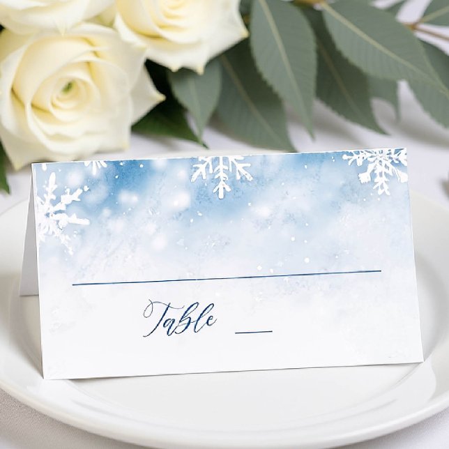 Asiento Tarjeta de lugar para Boda del bosque de nieve que (winter wedding table name card frozen wonderland rustic woodland forest elegant modern)