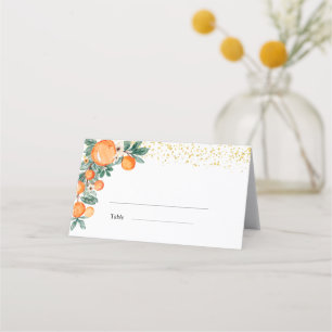 Asiento Tarjeta de lugar para ducha de novia de naranjas c