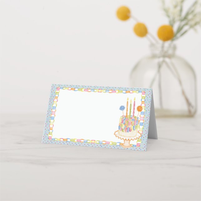 Asiento Tarjeta de lugar para fiesta de cumpleaños Blue Cu (Anverso)