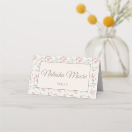 Asiento Tarjeta de lugar plegada con patrón floral en crem