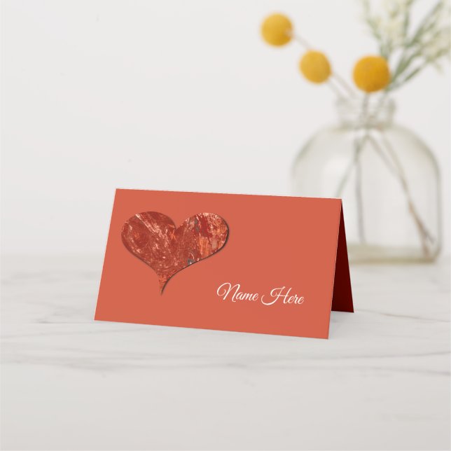 Asiento Tarjeta de lugar plegada de amor rojo (Anverso)