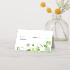 Asiento Tarjeta de lugar plegada de boda con hoja verde el