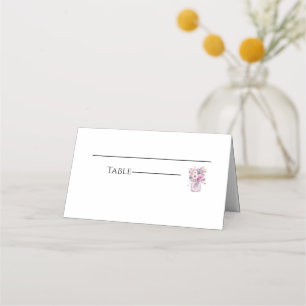 Asiento Tarjeta de lugar plegada de boda en frasco de alba