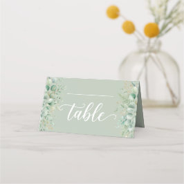 Asiento Tarjeta de lugar plegada de eucalipto verde salvia