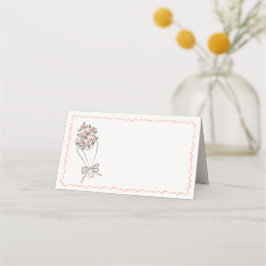 Asiento Tarjeta de lugar plegada de flores frescas del mer