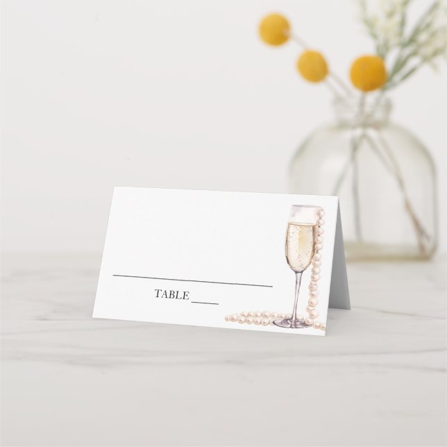 Asiento Tarjeta de lugar plegada de Perlas Elegantes y Pro (Anverso)