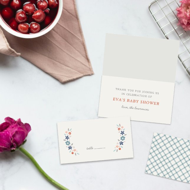 Asiento Tarjeta de lugar plegada para Baby Shower Blue Swe (Subido por el creador)