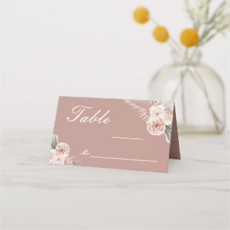 Asiento Tarjeta de lugar plegada para boda con flores eleg