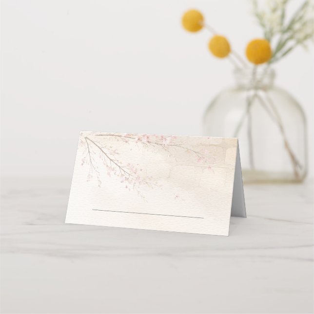 Asiento Tarjeta de lugar plegada para boda de piedra y flo (Anverso)