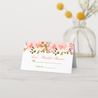 Asiento Tarjeta de lugar plegada para ducha de novia rosa 
