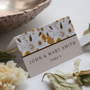 Asiento Tarjeta de lugar plegado Boda floral acuarela