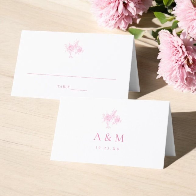 Asiento Tarjeta de lugar plegado Boda floral rosado victor (Subido por el creador)