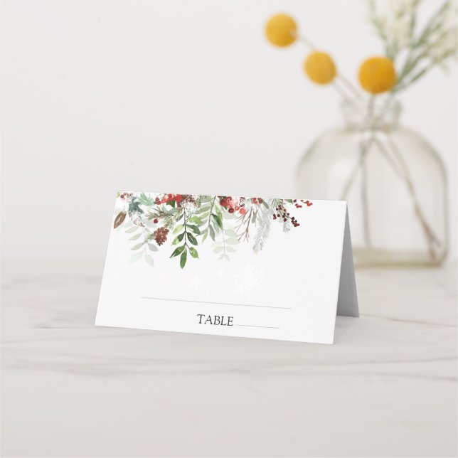 Asiento Tarjeta de lugar plegado Boda navidades (Anverso)