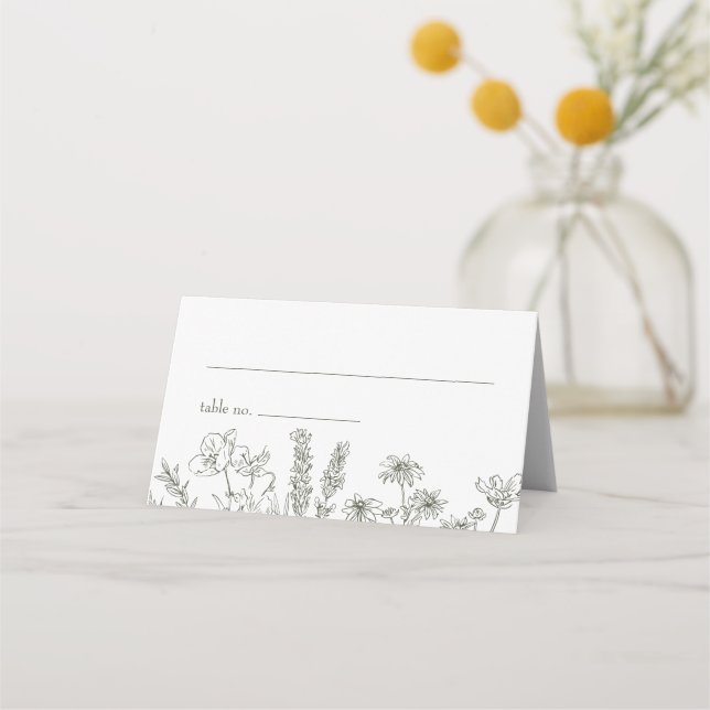 Asiento Tarjeta de lugar plegado del Boda de flores silves (Anverso)