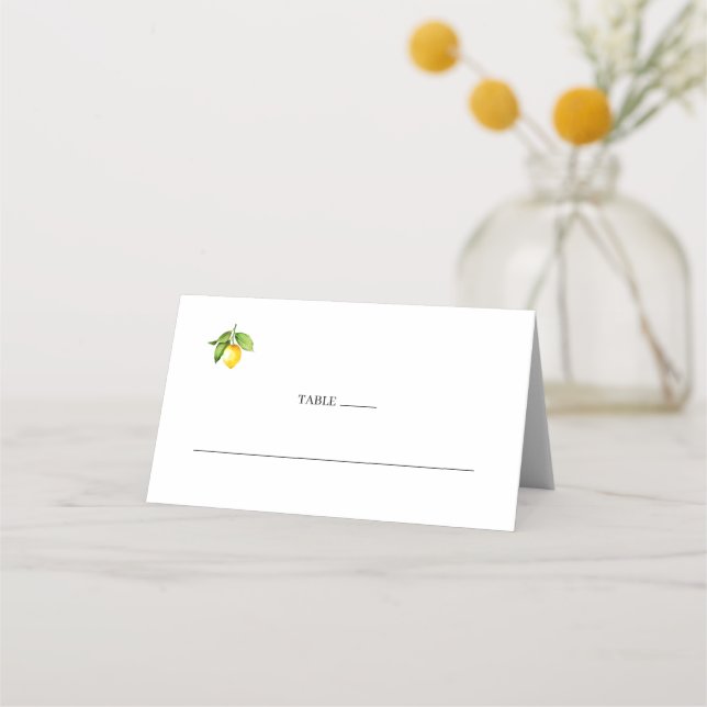 Asiento Tarjeta de lugar plegado del Boda de limón (Anverso)