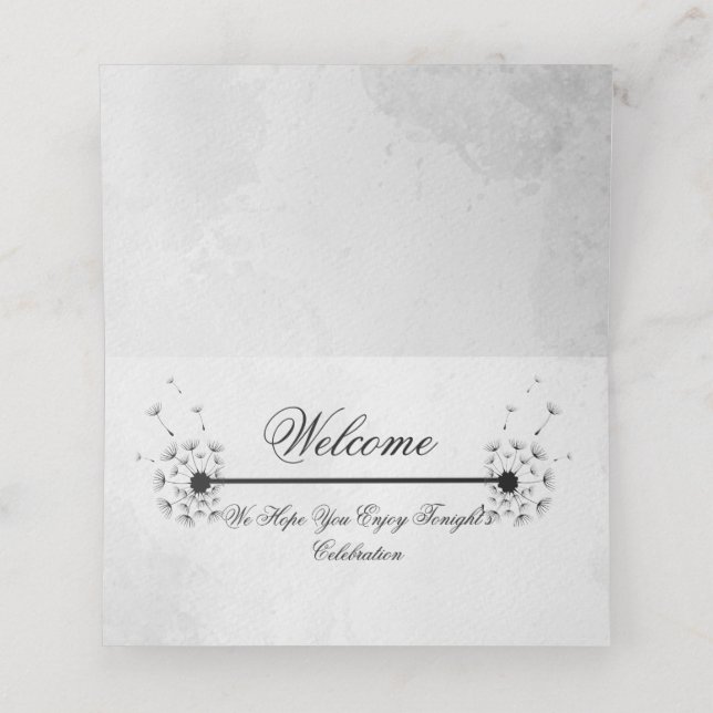 Asiento Tarjeta de lugar plegado en blanco y negro (Interior desplegado)