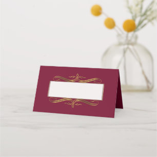 Asiento Tarjeta de lugar plegado para Boda de Borgoña y Or