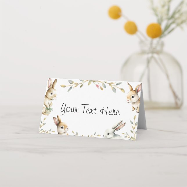 Asiento Tarjeta de lugar plegado para el tema de los conej (Anverso)