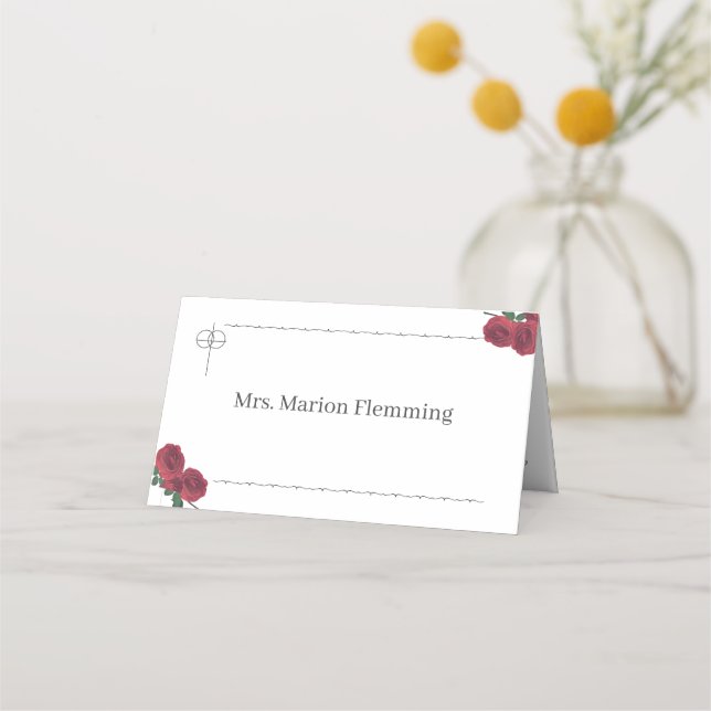 Asiento Tarjeta de lugar plegado para Rosas finos (Anverso)