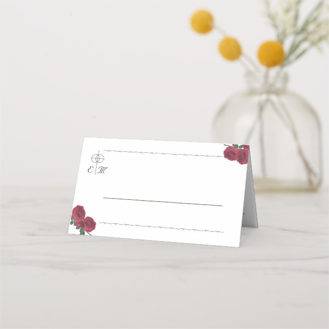 Asiento Tarjeta de lugar plegado para Rosas finos (Anverso)