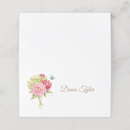 Asiento Tarjeta de lugar plegado Peonies and Hydrangea